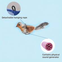 Interactive Cat Toy - Realistic Chirping Sound, Artificial Feathers, Soft Feather Wand, Handcrafted Design, Solo Play & Hunting Fun, Suitable For All Cats - Multicolor - View 8