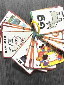 26pcs English Learning Phonics Flashcards, Letter Pronunciation Learning Cards, Letter Word Cards, Early Education Cards, Letter Workbook, English Beginner Basic Learning Kindergarten Teaching Aids, Literacy Cards, Literacy Book, Suitable For Toddler Early Learning, Children Early Education, Teacher Teaching Aids, Home Teaching, Children Learning Gift, Holiday Gift - Multicolor - View 4