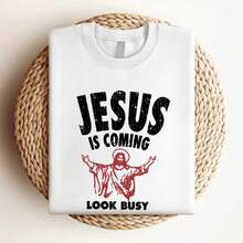 Camiseta de mujer con estampado "Jesús viene, ponte a trabajar" 1992, tallas S-5XL, - Blanco - Ver 3