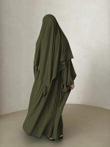 2pcs Set Hijab Single Layer Design & Abaya Wide Sleeve Design, Classic Fashion Suit, Suitable For Women's Daily Wear And Prayer Jilbab - Multicolor - View 11