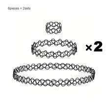 BMOR 3-15件套Y2K弹力纹身项链首饰套装 - 黑色弹力鱼线项链、戒指和手链套装，女士款，90年代复古风配饰 - 彩色 - 查看 15