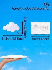 10个3D云朵毛毡挂饰，非常适合装饰天花板、墙壁、生日、婚礼、派对、舞台等。 - 白色 - 查看 8