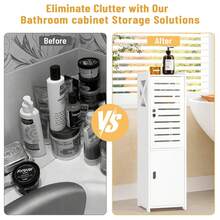 3-Tier Free Standing Double Door Bathroom Floor Cabinet, Multifunctional Waterproof Small Storage Cabinet Suitable For Bathroom, Bedroom, Office - White - View 6