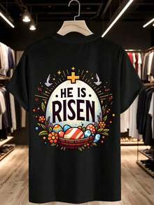Men's-Shirt With Easter Pattern: Spring Holiday Outfit Ideas, Suitable Gifts Christian Friends And Family. - Black - View 3