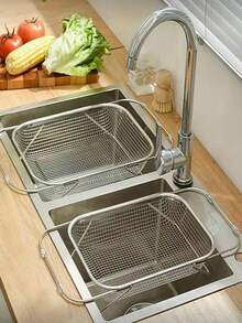 1pc/Square Stainless Steel Sink Strainer Basket, Kitchen Colander For Drying Dishes & Rinsing Produce - A - View 4