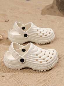 1 đôi dép xăng đan thoáng khí khoét lỗ cho trẻ em, dép đi biển thường ngày cho bé trai và bé gái - Màu be - Xem 5