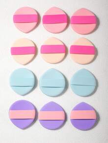 4pcs/8pcs/12pcs Large Double-Sided Water Droplet Makeup Sponge Puff, Suitable For Liquid Foundation, Expands When Wet, Dry & Wet Dual Use - Multicolor - View 10