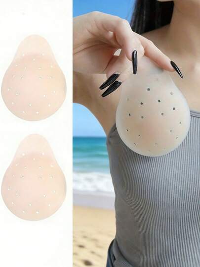 1Pair Breathable Silicone Adhesive Nipple Covers, Reusable Invisible Nipple Pads, Skin-Hugging Sticky Nipple Cover Inserts For Backless Wedding Dress & Summer Outfit