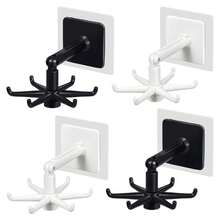 1pc 360° Rotating Foldable Hanging Hook Multifunctional Holder Rack With 6 Hooks, 180° Vertical Flip Self-Adhesive Hook For Kitchen, Bathroom, Cabinet - View 12
