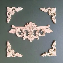 5pcs Unpainted Wooden Carved Openwork Applique, European Style Relief Applique, Suitable For Cabinet, Door, Furniture, Wall, Foyer, Office Decor, Holiday Decor, DIY Decoration - Multicolor - View 11
