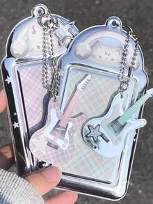 1 PC Cute Cat Card Holder Rock Bass Cute Cat Rabbit Card Holder - PVC Idol Chasing 3-Inch Small Card Storage Display Card Frame - Multicolor - View 2