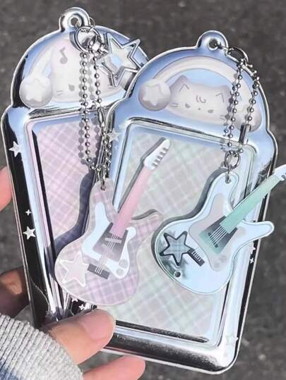 1 PC Cute Cat Card Holder Rock Bass Cute Cat Rabbit Card Holder - PVC Idol Chasing 3-Inch Small Card Storage Display Card Frame