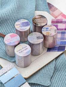 1 Roll 2m Fabric Plaid Washi Tape, Retro Creative Aesthetic Sticker, DIY Decorative Collage Craft Material, Holiday Gift, Personalized Scrapbooking School Supplies - 6. Dream Weaving and Color Dyeing - View 6