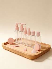 11件套TSA认证防漏旅行洗漱用品瓶套装，带透明收纳袋 - 男女通用，适用于洗发水、乳液和护肤品 - 彩色 - 查看 10