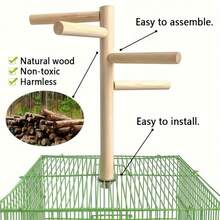 木制宠物鹦鹉架，鸟笼悬挂式秋千梯桥，鹦鹉栖木玩具，鸟爪磨爪器 - 經典直梯 - 查看 7