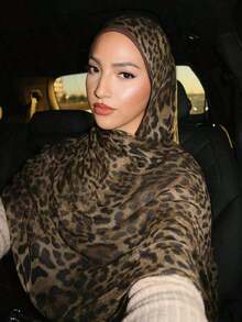 1pc Women's Bohemian Style Leopard Print VELA Hijab, Autumn/Winter Street Fashion Couples Scarf, Suitable Daily Wear,Mother's Day Gifit. - Cà phê nâu - Xem 1