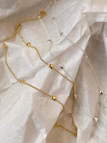 SYMFNY 低过敏性S925纯银小爱心精致颈链，可叠戴，女士饰品 - 愛心 - 查看 2