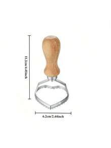 1 pieza Molde de prensa de pastelería de acero inoxidable con mango de madera, sello de estampado de encaje para empanadillas y cortador de ravioles para hornear y hacer pasta. - Albaricoque - Ver 12