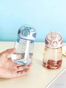 Tasse ronde étanche sans PVC, petite, avec anse. Tasse à paille d'été, récipient en plastique portable, tasse à bubble tea mignonne. Convient pour l'extérieur, les voyages, la randonnée, le camping, l'école, le travail, la maison. Unisexe, cadeau parfait - Multicolore - Voir 5
