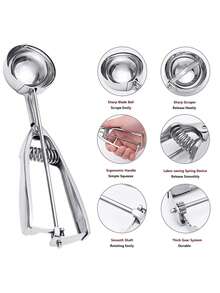 3pcs/Set Stainless Steel Ice Cream Scoop, Ice Cream Spoon, Kitchen Tool, Fruit Spoon, Dessert Spoon - Multicolor - View 6