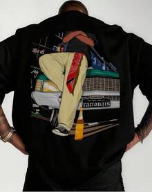 Men's Adult Cotton T-Shirt Racionais MC Carro De Malandro Music Group Children's Streetwear Plus Size Up To G5 116 - 黑色 - 查看 1
