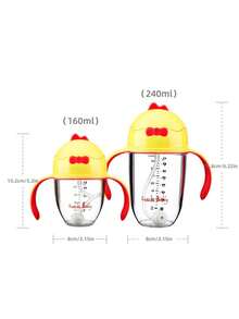 1pc Cute Chick Shaped Toddler Training Cup, With Handle Anti-Leak Straw, Tritan Material , 160ml/240ml Suitable For Daily Use - Multicolor - View 2