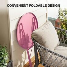 Juego de bistro plegable para exterior - 3 piezas con mesa y 2 sillas | marco de metal premium para balcón - Rosa - Ver 6