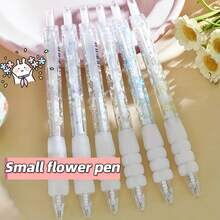 A Box Of 6 Retractable Gel Pens With Exquisite Floral Patterns, Transparent Casing, And Replaceable Refills. Suitable For School , First Day Of School - Multicolor - View 9