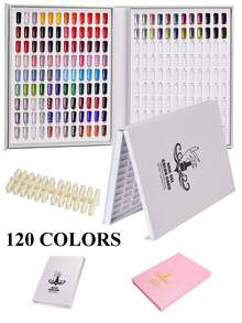 Papan Display Kartu Warna Kutek 120 Warna, Buku Kutek Gel dengan 120 Buah Kuku Palsu, Papan Sampel Warna Kutek Salon Kuku Profesional - View 2