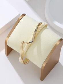 1 pieza Pulsera de estructura abierta, elegante y delicada para damas, pulsera de apertura de onda de dos tonos de doble capa, diseño de onda de doble capa, regalo conmemorativo de vacaciones - pulsera - Ver 5