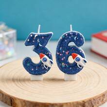 1 peça/2 peças Velas Numéricas Criativas de 0 a 9, Design de Laço Rosa e Foguete Espacial Azul Escuro, Adequado para Meninos e Meninas, Velas Decorativas para Bolos, Velas para Festas Temáticas, Ideal para Aniversários de Crianças, Aniversários e Chás de Bebê - Arco/Foguete - Visão 20
