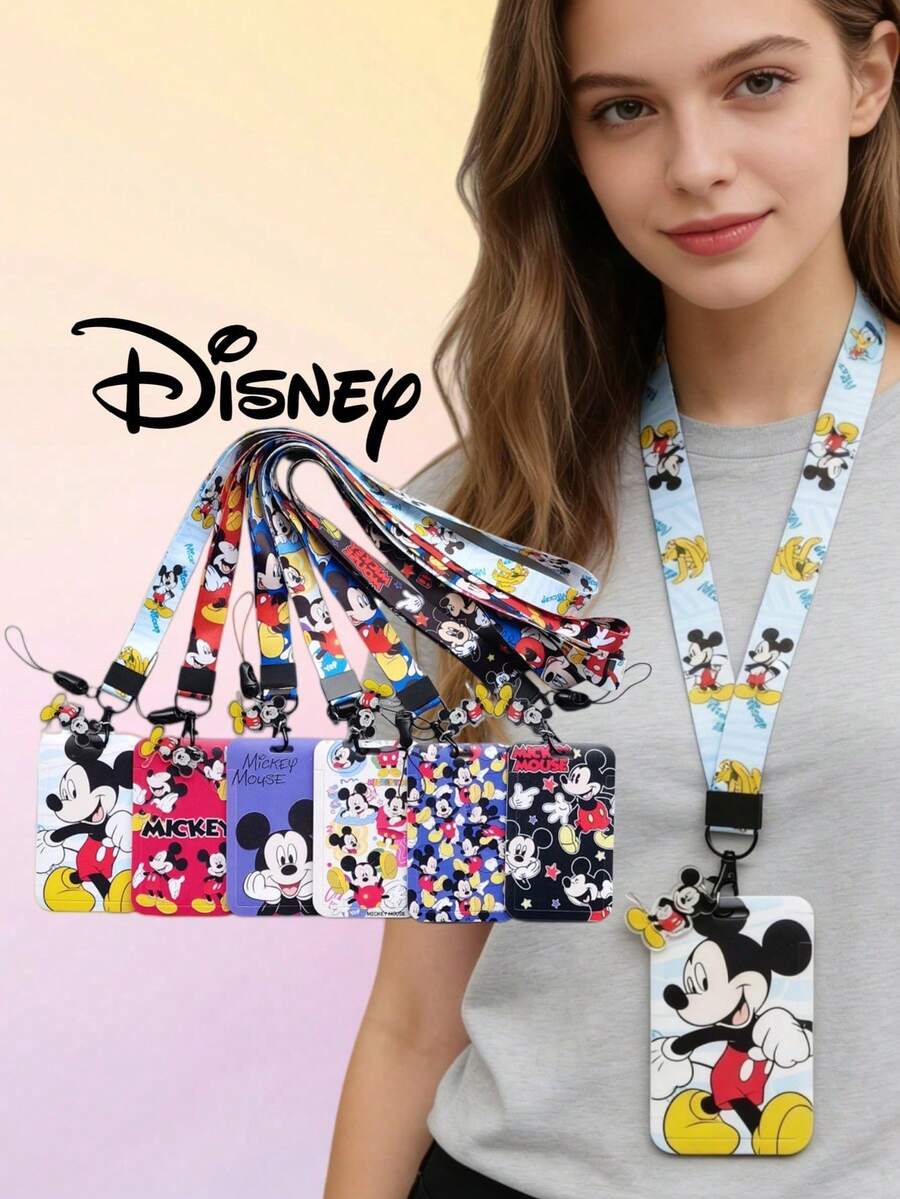 5/3/1 set tecknade studentkorthållare med nyckelband, ID-korthållare med mus, ID-kortskydd, Metro-/busskort, Campuskort, Dagiskort, Student-ID för skolstart, 1 set [nyckelband+klämma], Korthållare+nyckelband "Campus...ram", Matkort för studenter, Busskort - MIQI-kortfodral - Visa 1