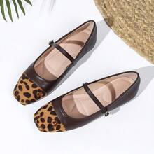 Giày Mary Jane mũi vuông phối họa tiết da báo cổ điển, giày đi làm cho nữ - Màu cà phê - Xem 15