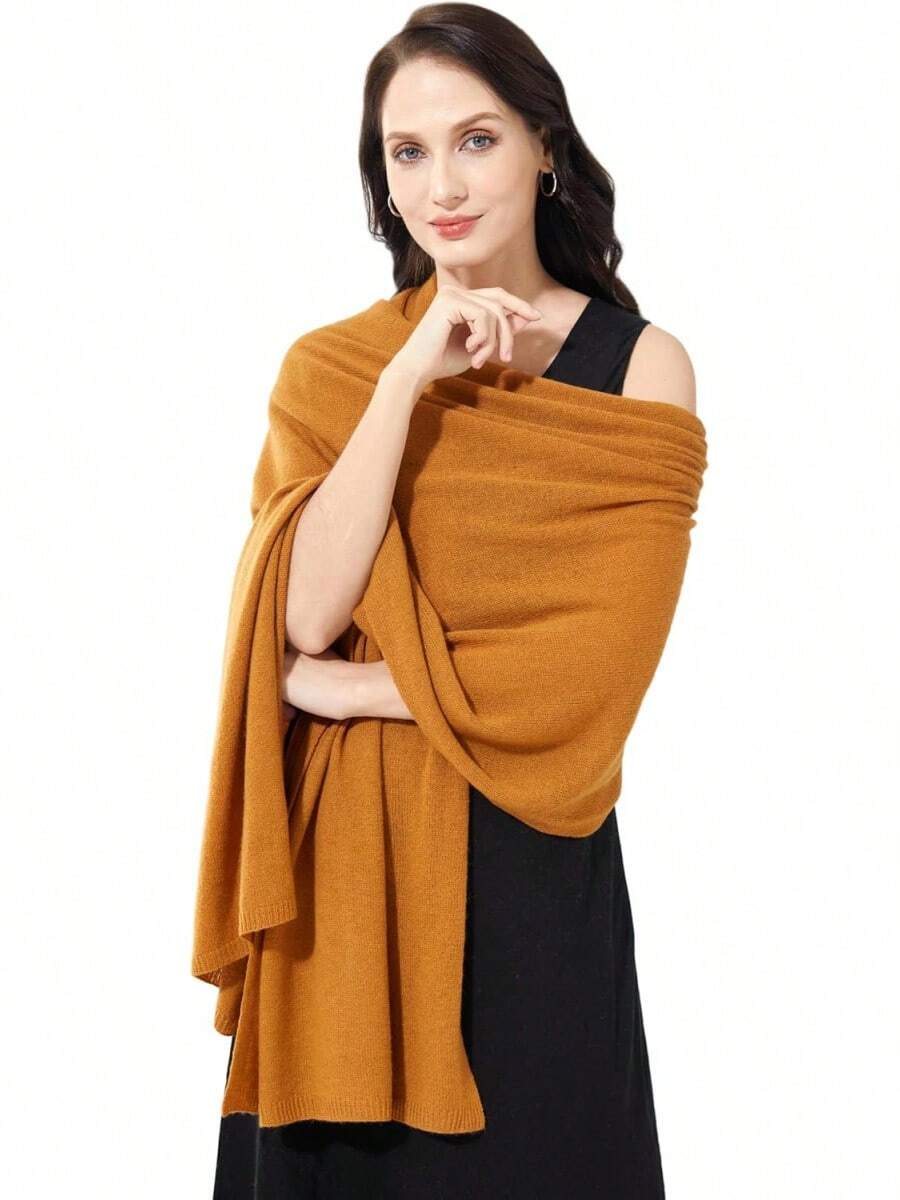 Soft Cashmere Blend Wrap Scarf For Travel, Extra Large 87"X28" - 棕色堅果 - 查看 1