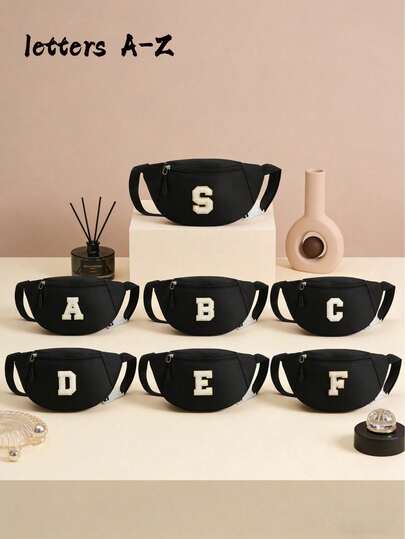 一款休闲时尚的胸包，带有手机袋和竖款零钱包，适合青少年、旅行、购物和送礼（包含 DIY 字母贴纸）。