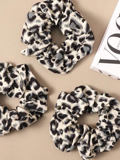 1pc Elegant Retro Oversized Scrunchie, Leopard Print Low Ponytail Bun Holder, Women Daily Wear, Tea Party, Home Hair Accessory