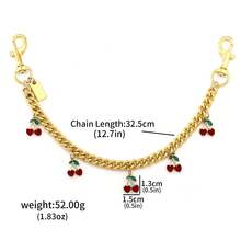 1 pieza Cadena de bolso cruzado delicado de moda para mujer, decoración de metal con corazón de cereza y galleta de orquídea, correa de bolso versátil - Multicolor - Ver 15
