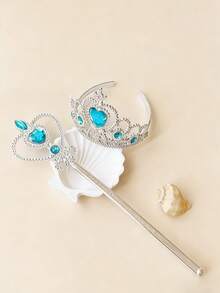 2件套女孩皇冠头饰魔法棒仙女棒节日派对表演服装套装 - 彩色 - 查看 5