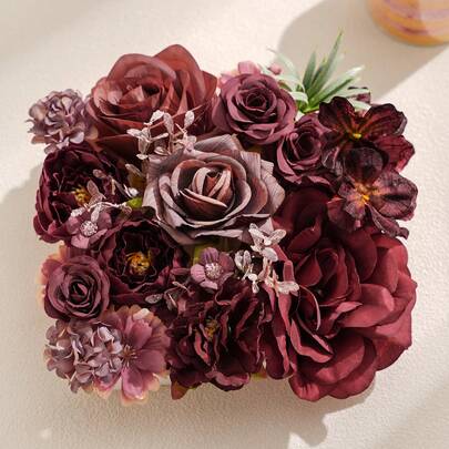 Bộ 20/40 bông hoa giả màu đỏ rượu vang, thích hợp trang trí địa điểm tổ chức đám cưới, bó hoa cô dâu, phụ kiện đội đầu, đồ thủ công hoa DIY, trang trí bánh, trang trí tiệc và sinh nhật.
