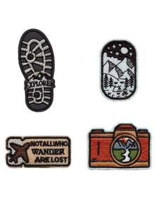 4pcs Explorer Mini Set Patch Travel Camping Souvenir Embroidered Iron On - Multicolor - View 8