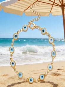 1pc Multicolored Fashionable Bohemian Turkish Eye Design Anklet, Suitable For Women's Daily Wear And Beach Jewelry - Multicolor - View 19