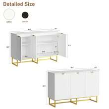 Clóset buffet moderno de 47 pulgadas con almacenamiento, clóset de almacenamiento de madera con puertas y estante - Blanco - Ver 2