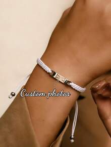 Pulsera de Proyección de Patrón Colorido Personalizada Turquesa Joyería de Pareja Regalo Adecuado para Novia Día de San Valentín Cumpleaños Regalo Romántico - Cuerda trenzada - Ojos láser - Ver 10