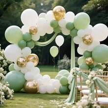 25 pièces Ensemble de ballons en latex de 10 pouces or, blanc, vert avocat, convient pour la Saint-Valentin, la décoration du Nouvel An, les anniversaires, les décorations de fiançailles, les cérémonies de remise des diplômes, les décorations de mariage, les fêtes d'anniversaire - Voir 5