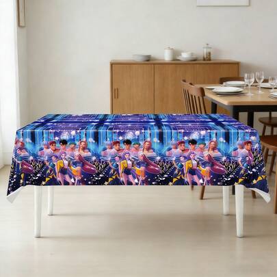 K-Pop & Anime Themed Disposable Tablecloth Set, Essential For Children's Birthday Party, Cute Party Decor For Girls