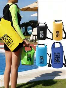 1件戶外旅行防水桶包 5L/10L/15L/20L 漂流溪流游泳防水背包 - 浮水防水乾袋,戶外漂流防水包 防水背包 | 500D PVC,沙灘包 防水手機殼 度假必需品 - 彩色 - 查看 5