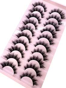 10 Pairs Criss-Cross Fluffy Natural False Eyelashes, 3D Mink Lash Extension, Long Lasting Lashes For Daily Wear - Black - View 4