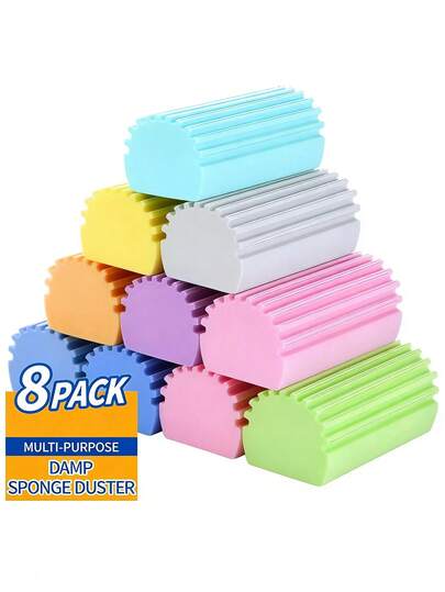 8pcs/4pcs Reusable Home Sponge Cleaning Tools - Magic Sponge Vacuum Cleaner, Suitable For Cleaning Blinds, Glass, Substrate, Vents, Mirrors, Window Tracks, Essential For Kitchen, Home, Bathroom, Cleaning Tools, Highly Recommended As Gifts For Women And Men, Very Practical!!!