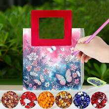 1个钻石画艺术礼品袋，蝴蝶主题图案，特殊设计手提袋，PVC材质水钻工艺 - 多功能手提袋 - 收纳袋 - 方便携带 - 查看 17