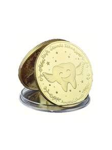 1/2/4/8枚牙仙纪念币，经典牙仙金币，纪念孩子掉牙的纪念品 - 金色 - 查看 5